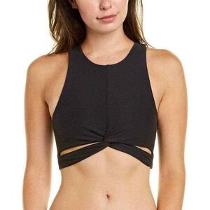 Spiritual Gangster black twist front cutout Centered Brami crop top sports bra